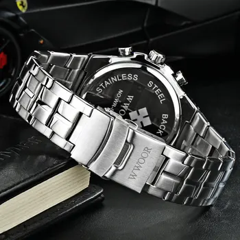 WWOOR Dual Display Mens Watch Chronograph sat za Alarm Vodootporan Plavi LED Satovi Muški Sportski Ručni Kvarcni Sat Kalendar Tjedan Mens Watch
