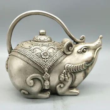 Zbirka Porculana Tankog Rada Tibetanski Srebrna Bijela Mesing Skulptura 'miša' Sitan Metalni Obrt Kućni Ukras