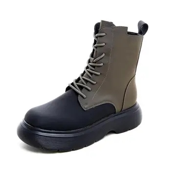 Čizme za jahanje ženske jesen 2021 nove kožne britanski полусапожки na debelim potplatima par muških moto cipele u retro stilu